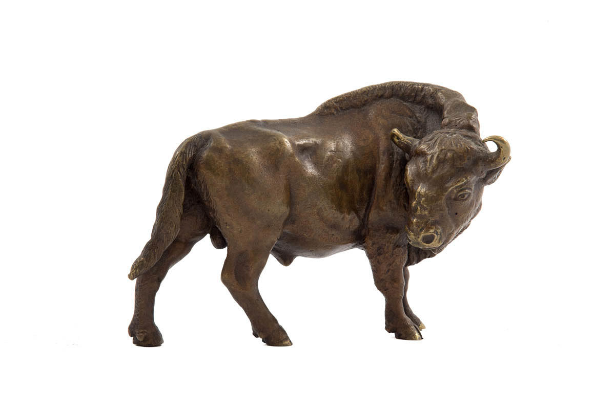 SCULPTURE, bronze, bison.