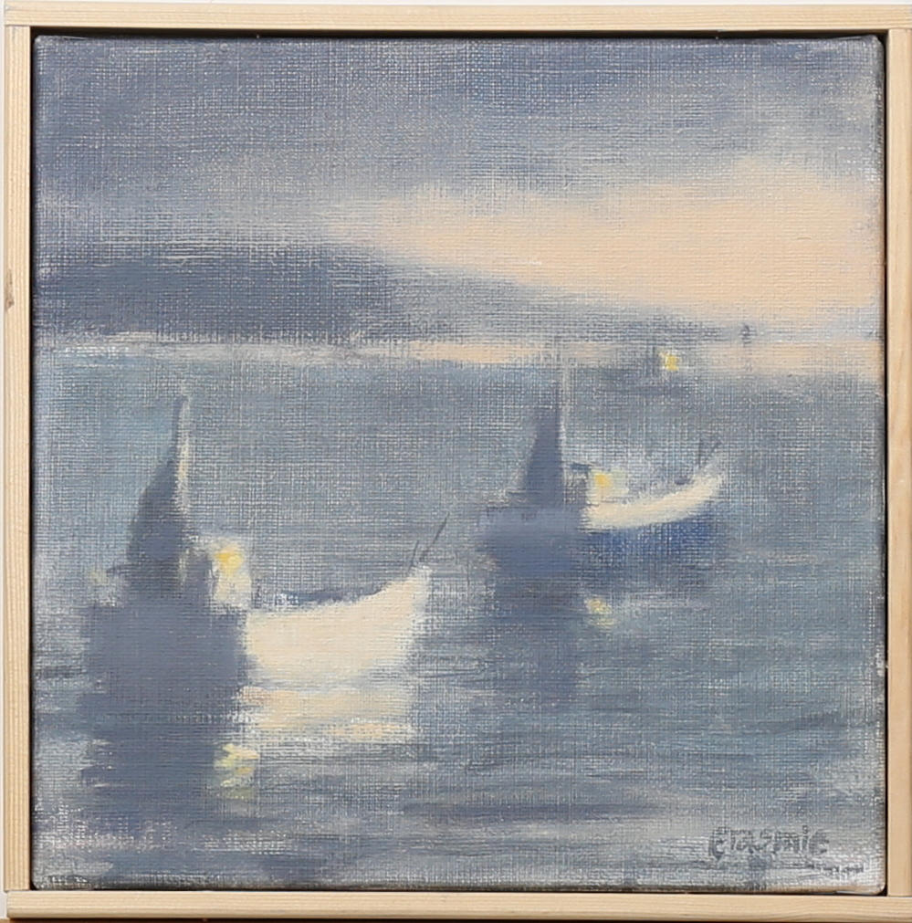 TORSTEN ERASMIE. Båtar i Bretagne, olja på duk, signerad Erasmie.