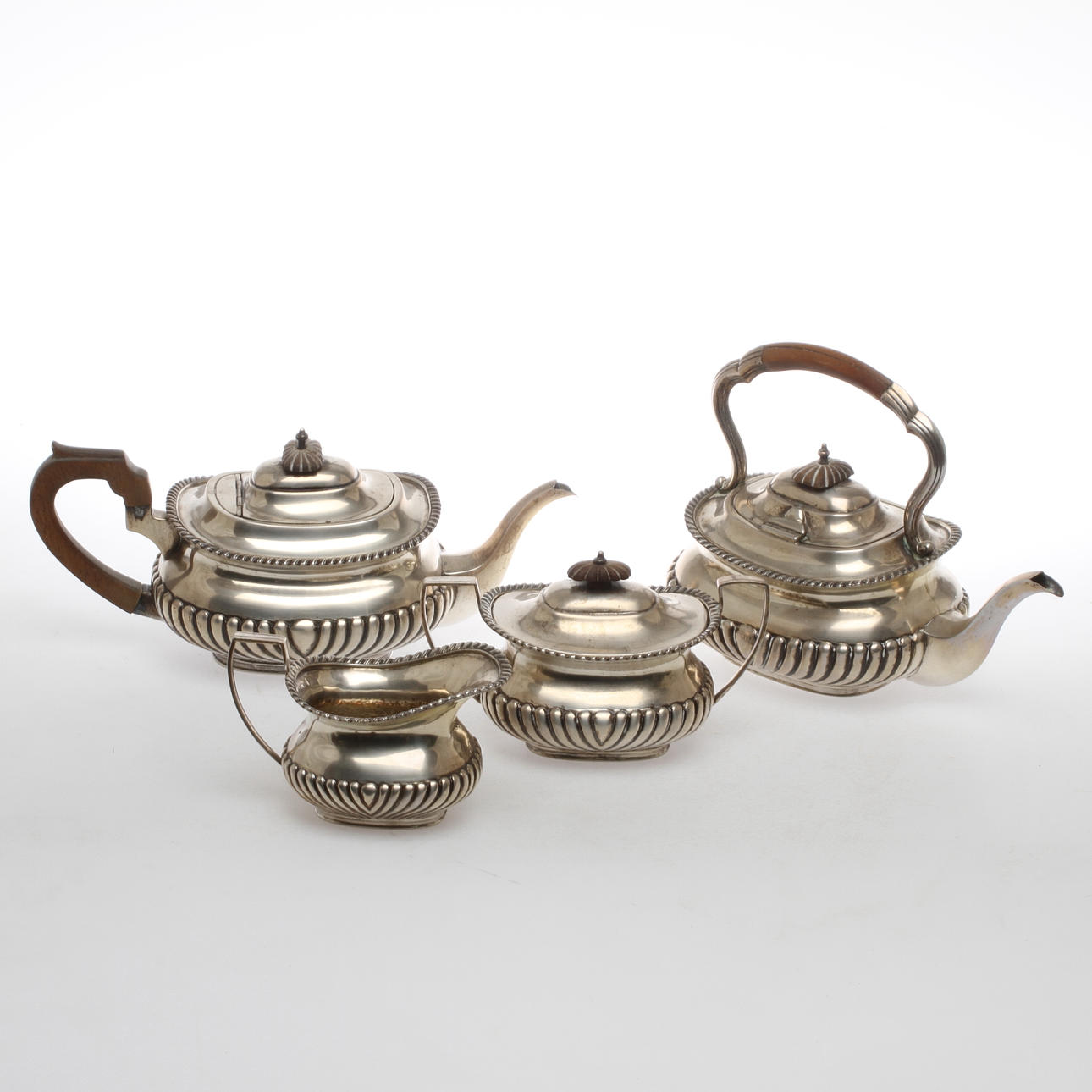 TESERVIS, 4 delar, silver, stämplad Titulo, 916, Porto, Portugal, 1900-tal.