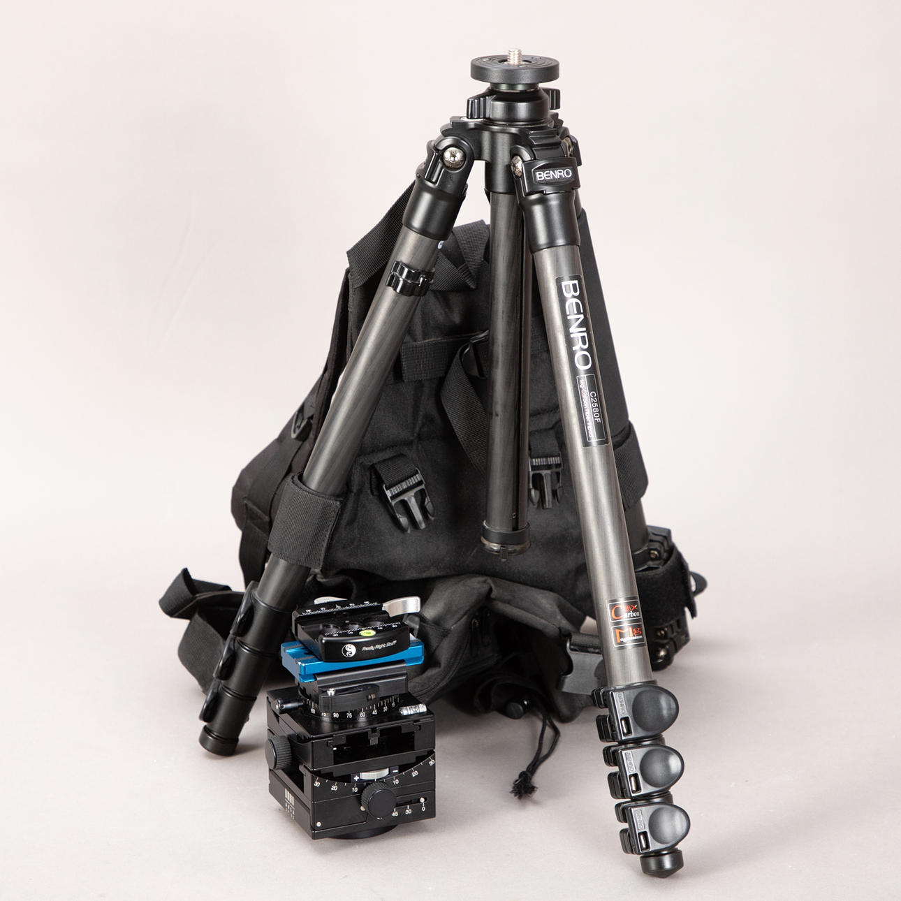 Arca Swiss Cube C1 “FlipLock” tripod head with Benro C8X carbon stand.