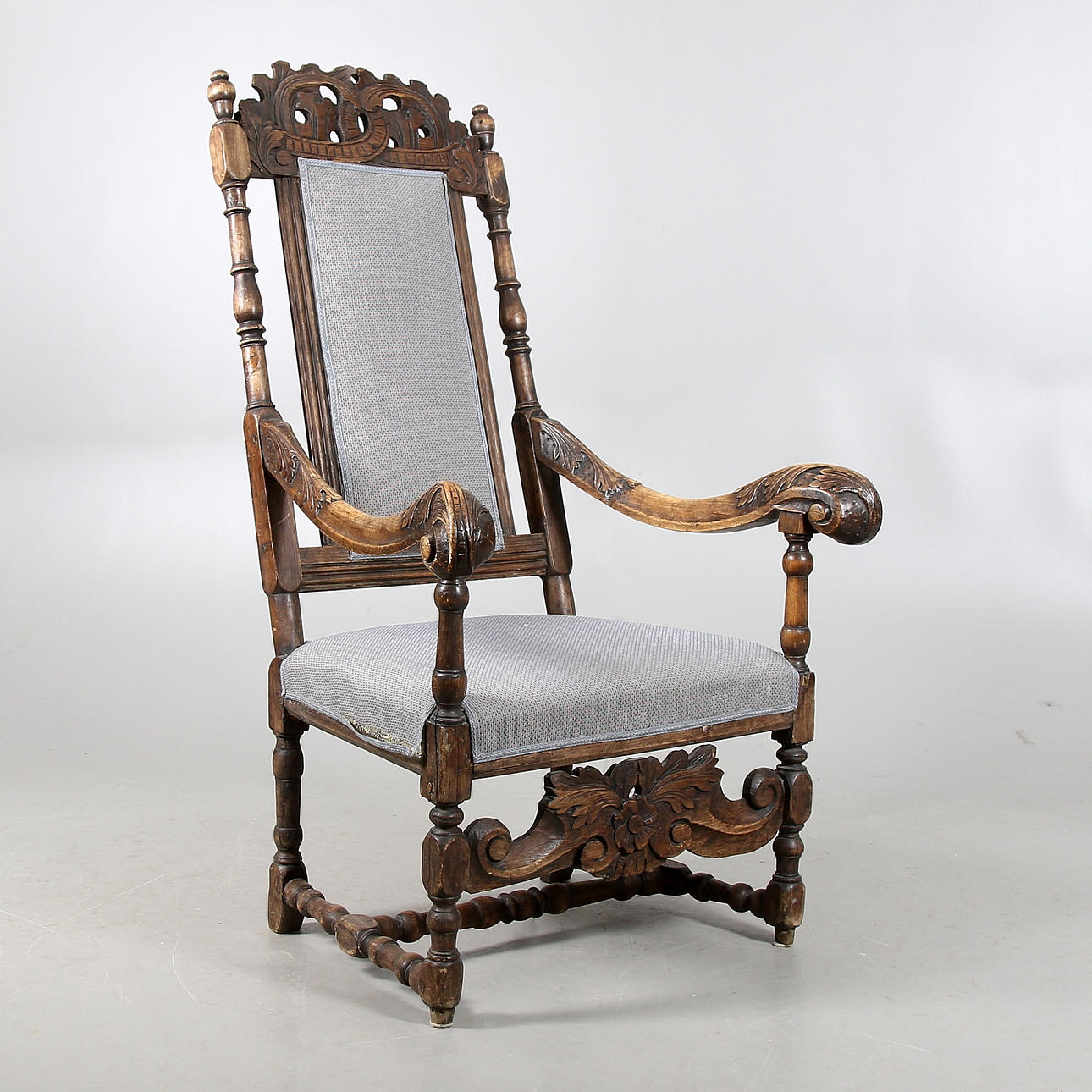 KARMSTOL, ek, nyrenässans, 1800-tal.