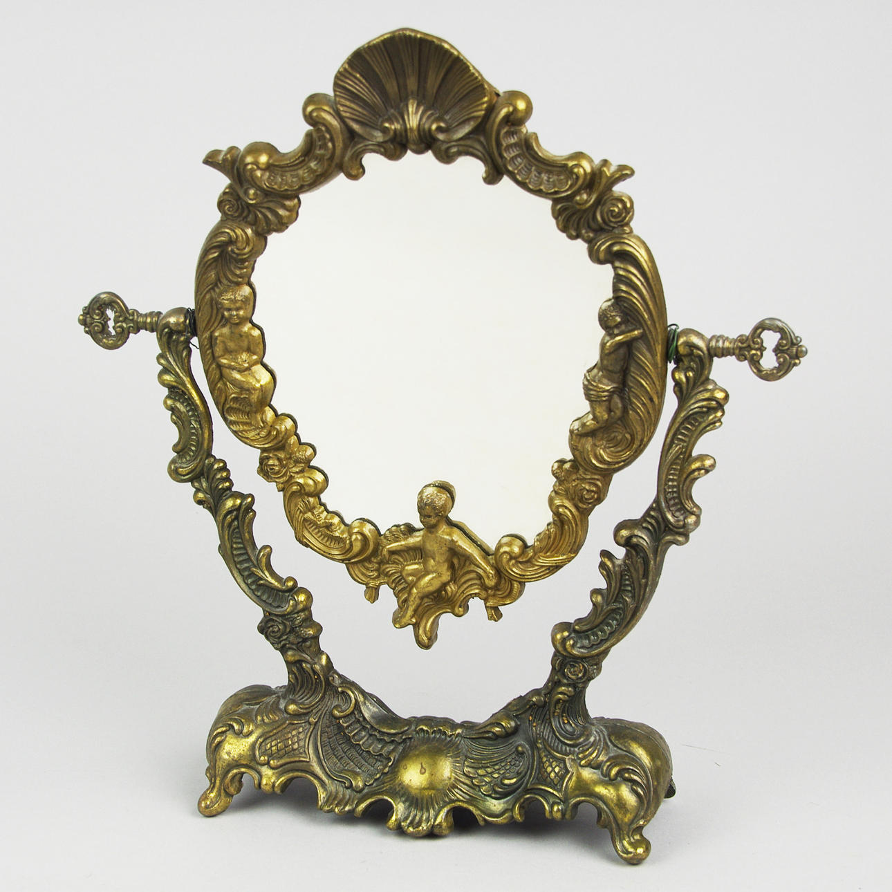 BORDSSPEGEL, bronserad metall, rokokostil, sent 1900-tal.