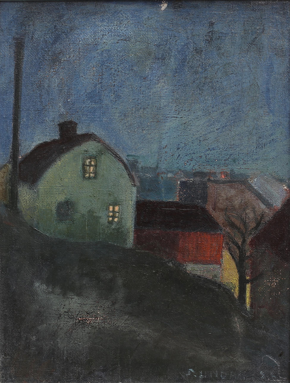 STEN LINDAHL. Oskarshamnsmotiv. Olja på duk, signerad, otydligt daterad.