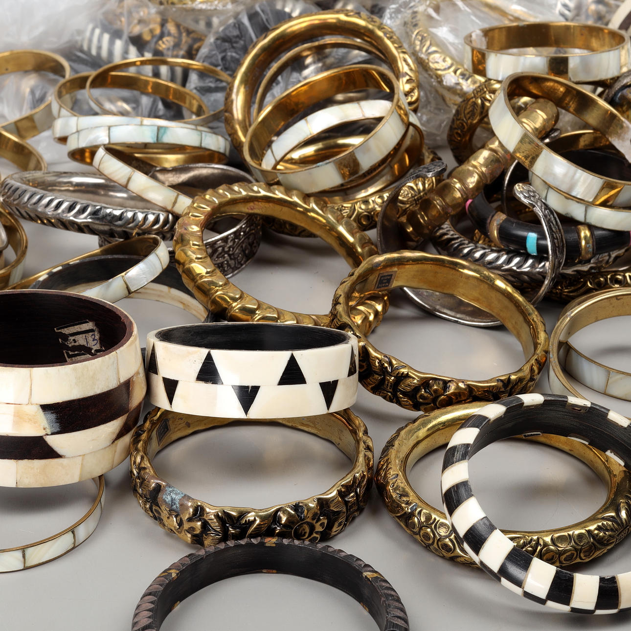 Bracelets, about 100 pieces, 20th century.