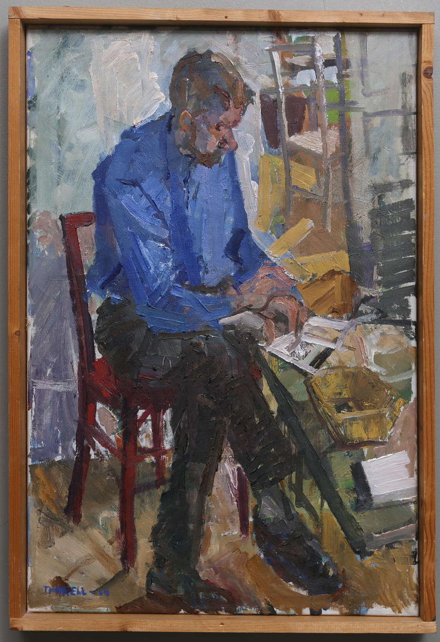 PÄR THORELL. självporträtt, olja på duk.