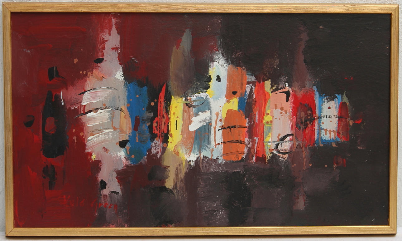 KULO GREEN. Komposition. Olja på pannå , signerad.