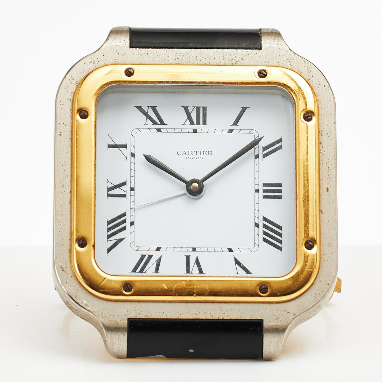 CARTIER, reseväckarur, Santos, mässing.