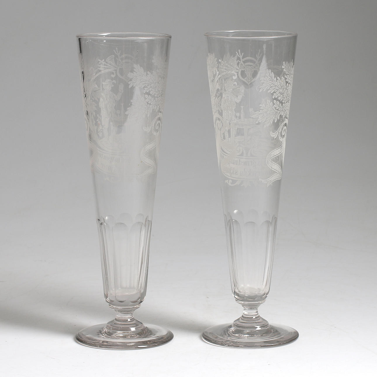 POKALER / ÖLGLAS, ett par, Kosta glasbruk, 1800-tal.