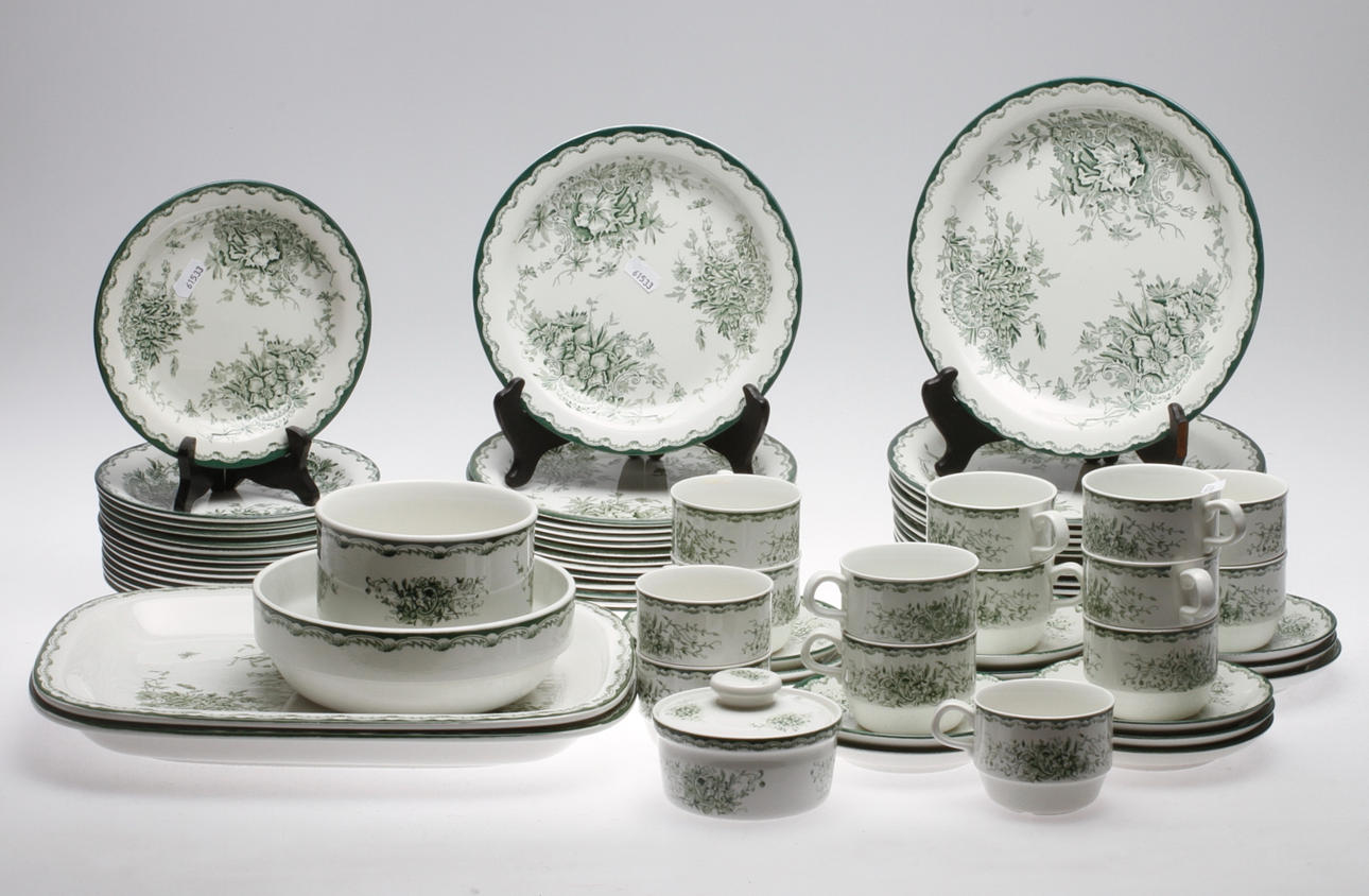 SERVISDELAR, 59 delar, Grön Anna, Rörstrand, 1900-tal.