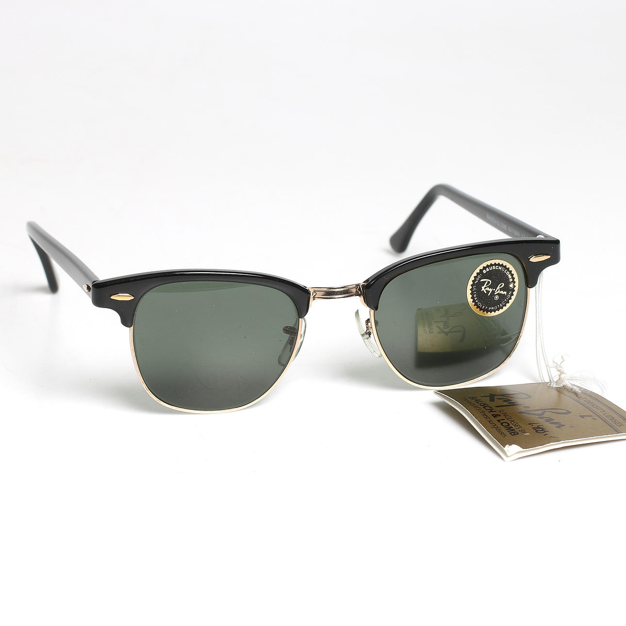 SOLGLASÖGON, Ray Ban, "Clubmaster W 0365" G-15 grå. B&L, USA. 1990-tal.