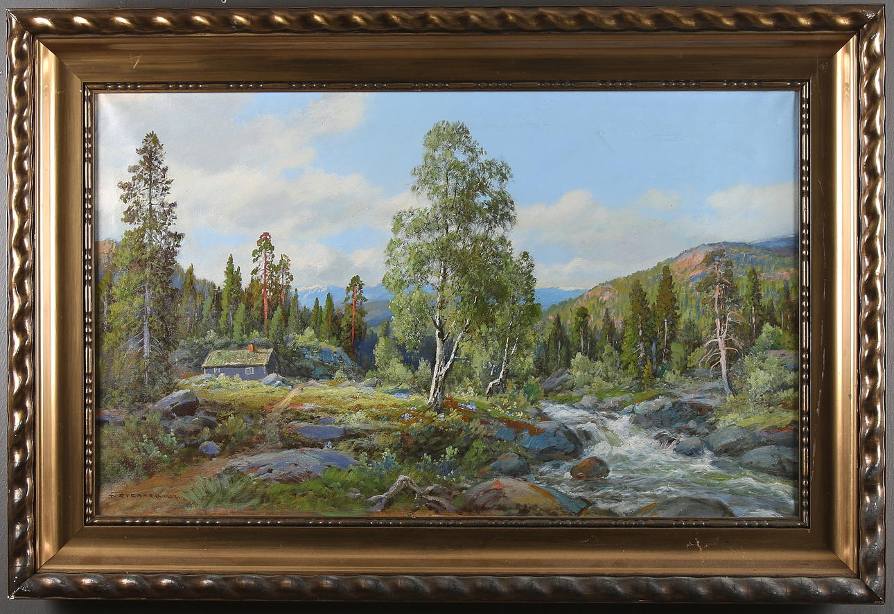 THORVALD RYGAARD. Fjällstuga, olja på duk, signerad och daterad 1932.