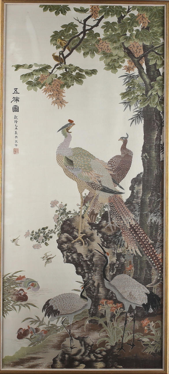 OIDENTIFIERAD KONSTNÄR. Sidenbroderi, Kina, 1900-tal.