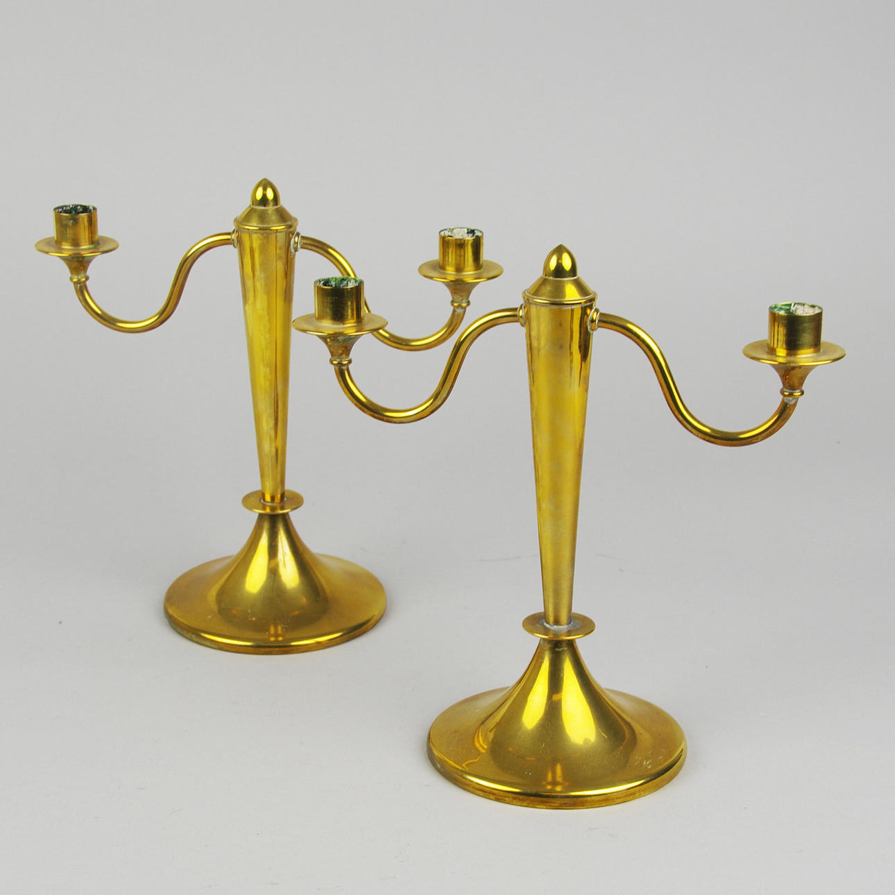 LJUSSTAKAR, 1 par 2-armade, mässing, Lagerstedt AB Eskilstuna.