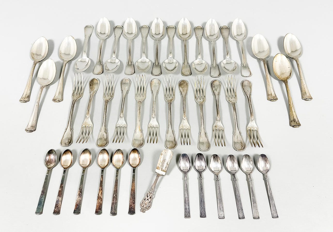 CUTLERY PARTS, lot, silver.