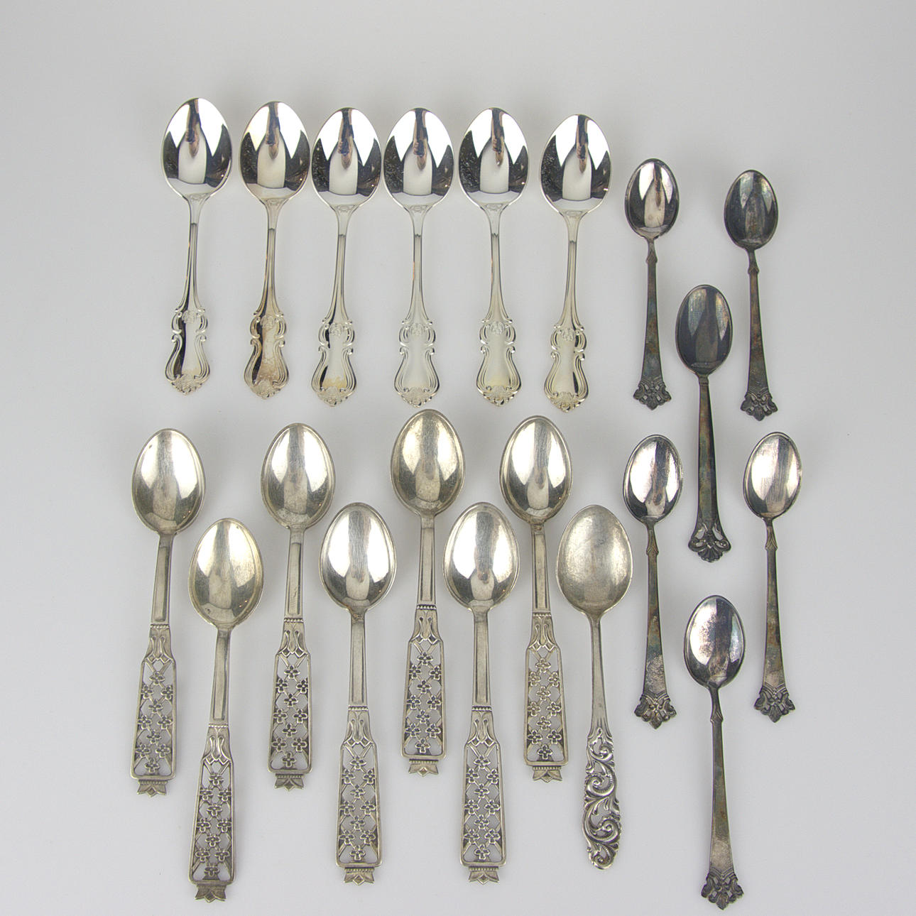 COFFEE SPOONS, pcs. various patterns, silver 830/925.