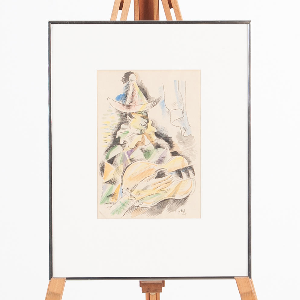 JULES SCHYL. Watercolour on lithograph, signed and dated -45.