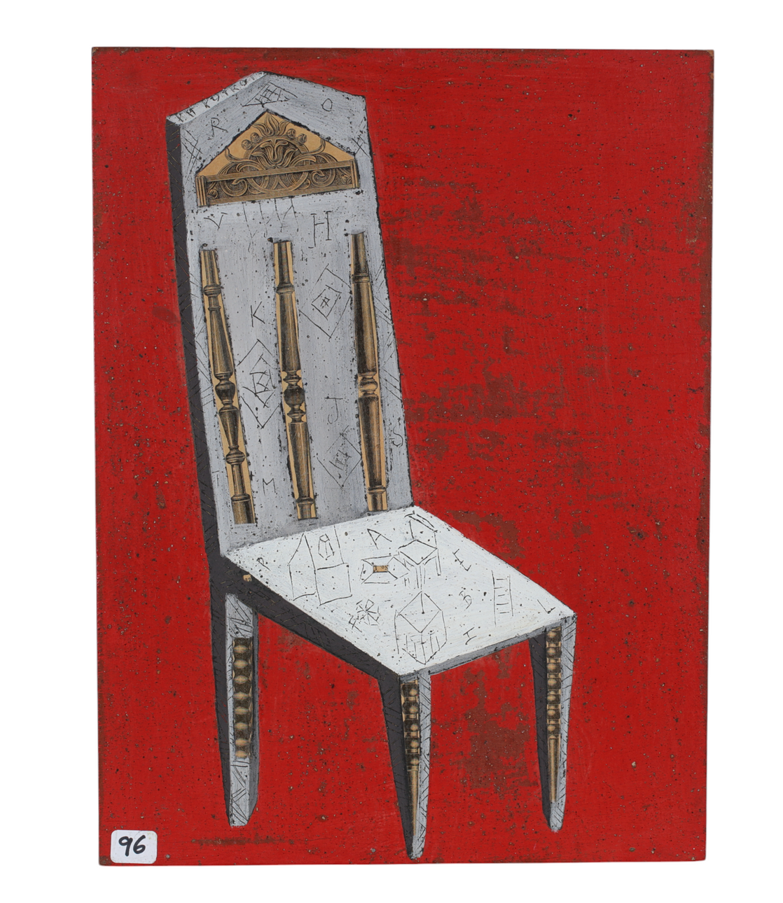 PASCAL HENRI POIROT. Composition with chair, mixed media, signed.