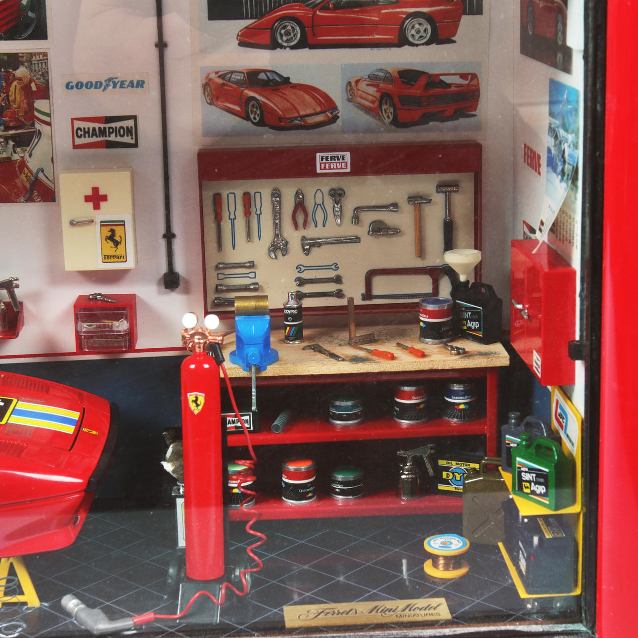 DIORAMA, Ferrari GTO Rally, Ferret's Mini Model, 1:18 scale. Toys