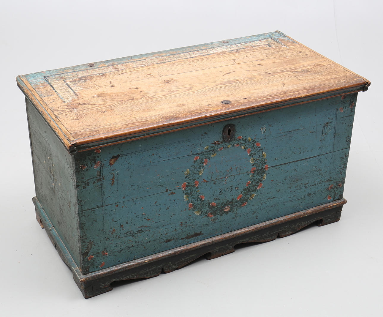 KISTA, allmoge, originalmålad och daterad 1856.