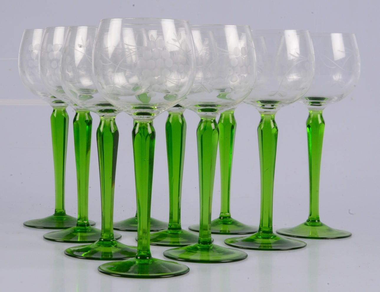 VINGLAS, 10-stycken, 1900-talets mitt.