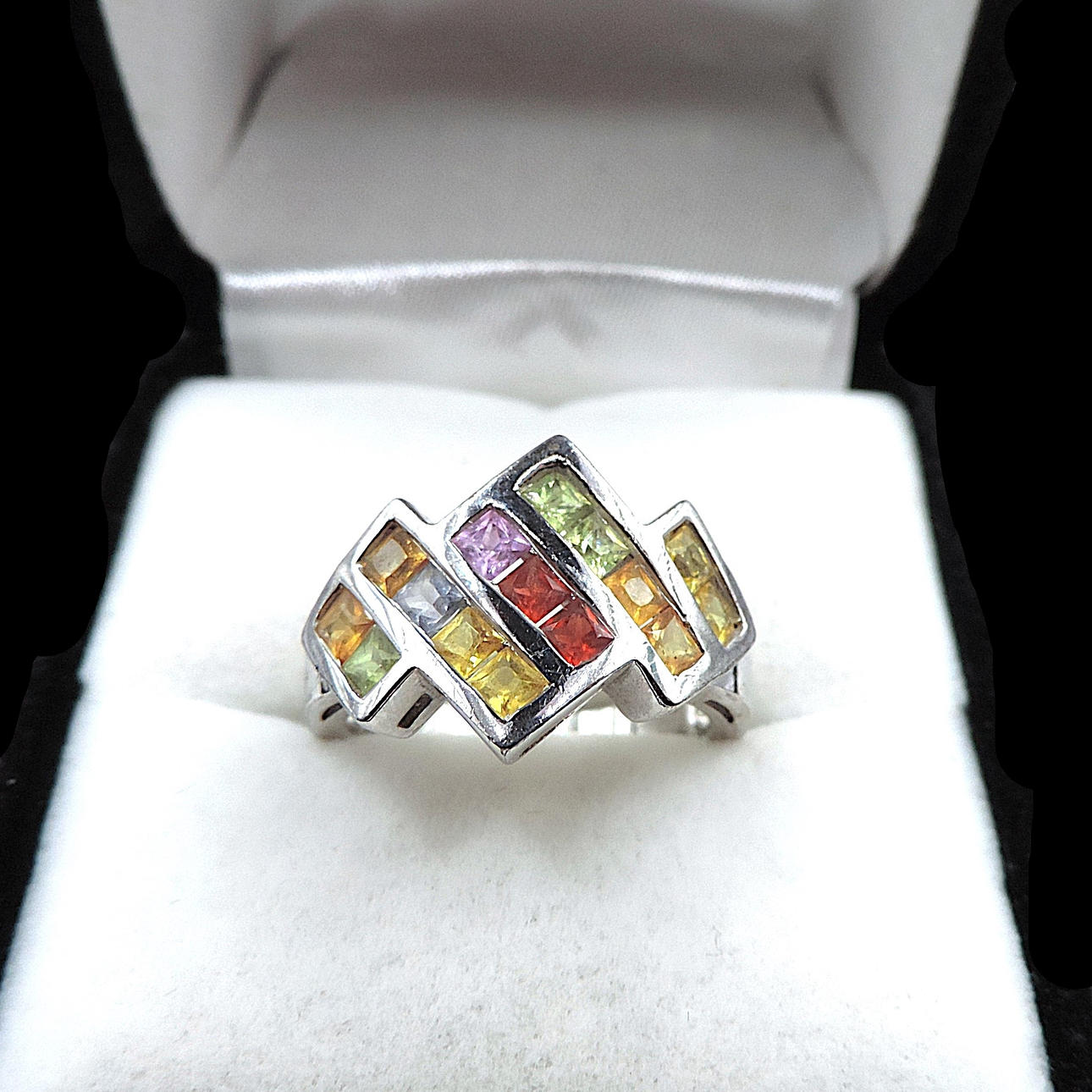 STERLINGSILVER TUTTI FRUTTI MULTIÄDELSTEN RING.