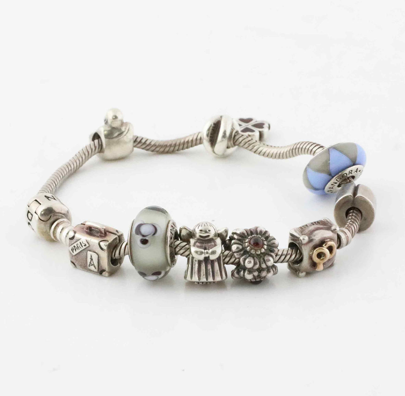 ARMBAND, Pandora, Berlocker, silver.