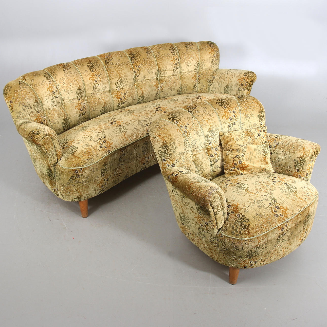 SOFFA och FÅTÖLJ, 2 delar, funkis 1940-tal.