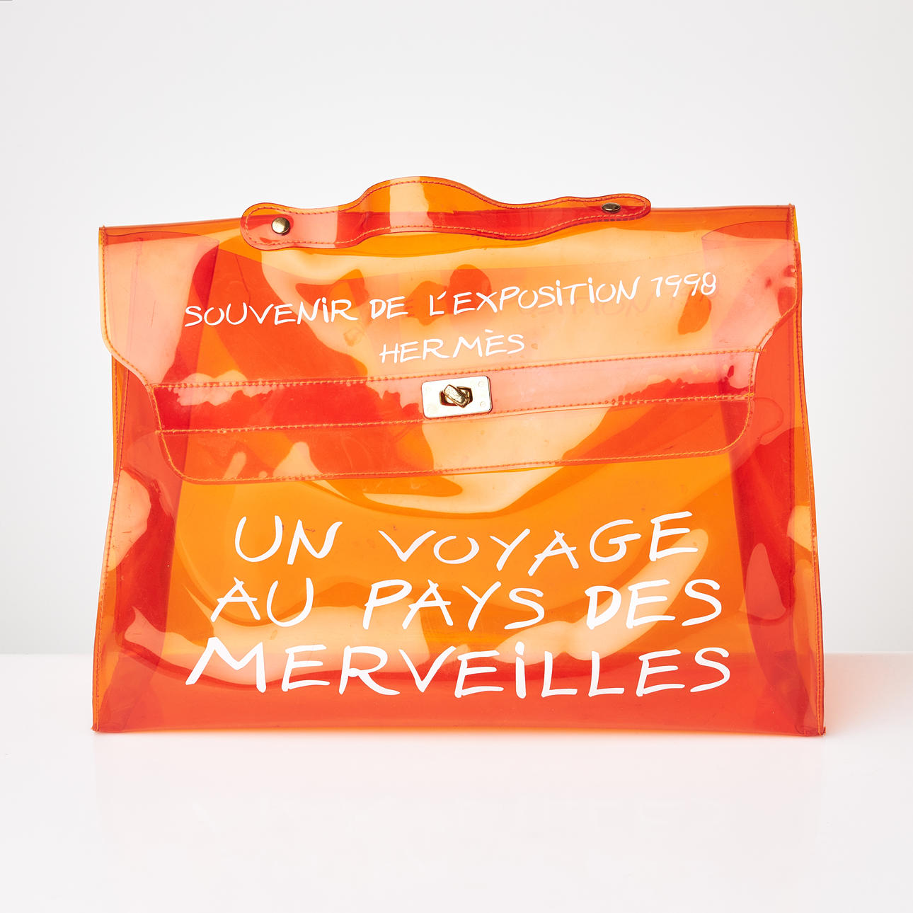 HERMES, vinyl Kelly, transparent orange plastic, “SOUVENIR DE L 