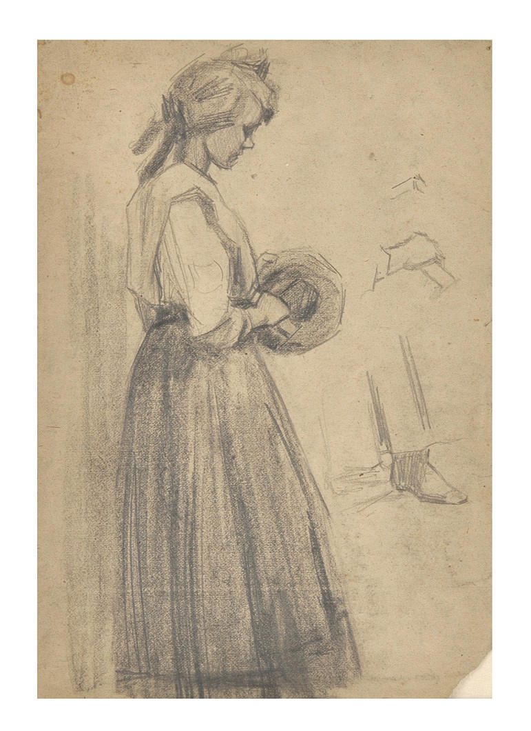 FRITZ MEHNERT. Studie av en ung flicka i en kjol.