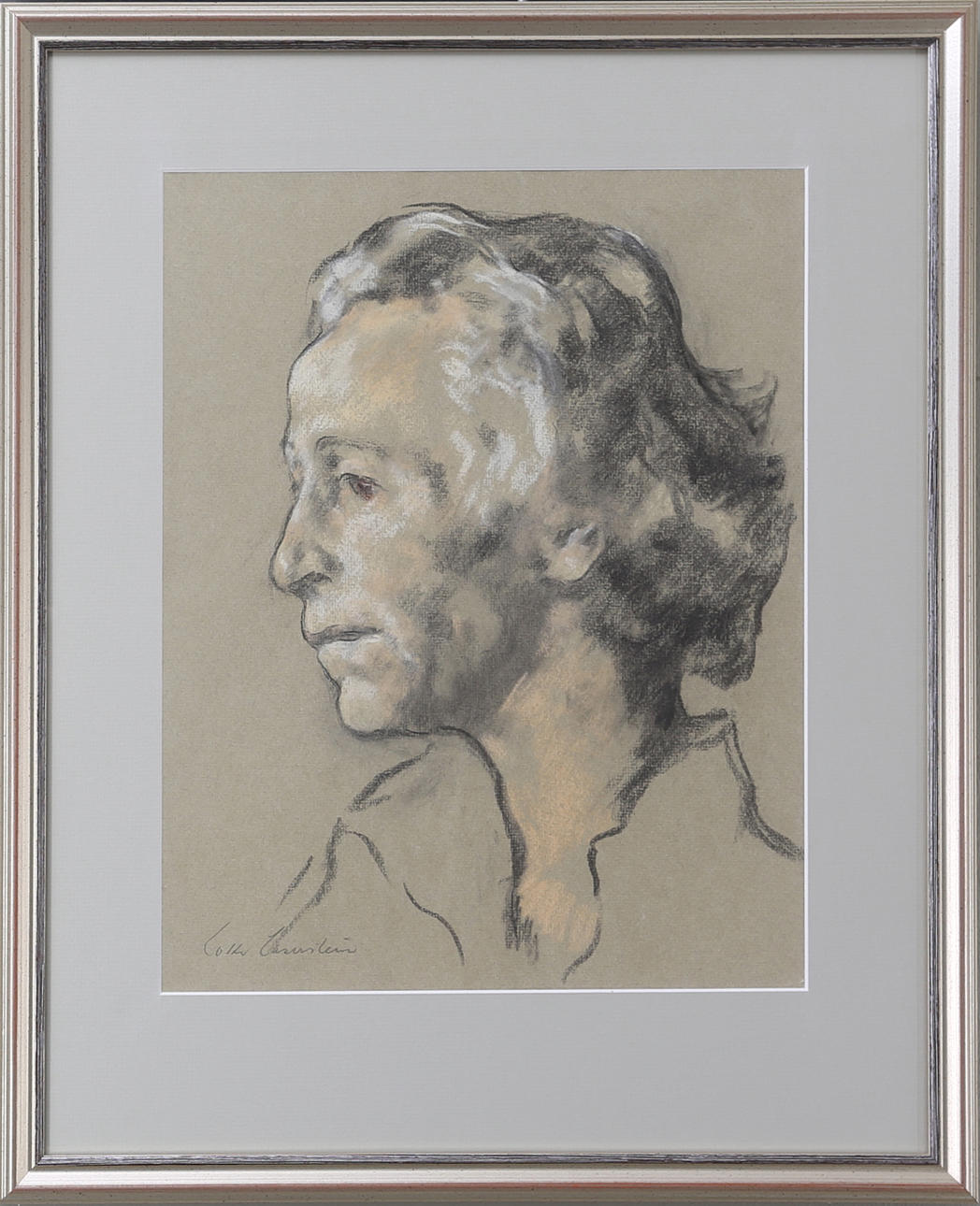 LOTTE LASERSTEIN. Porträtt, pastell, signerad.