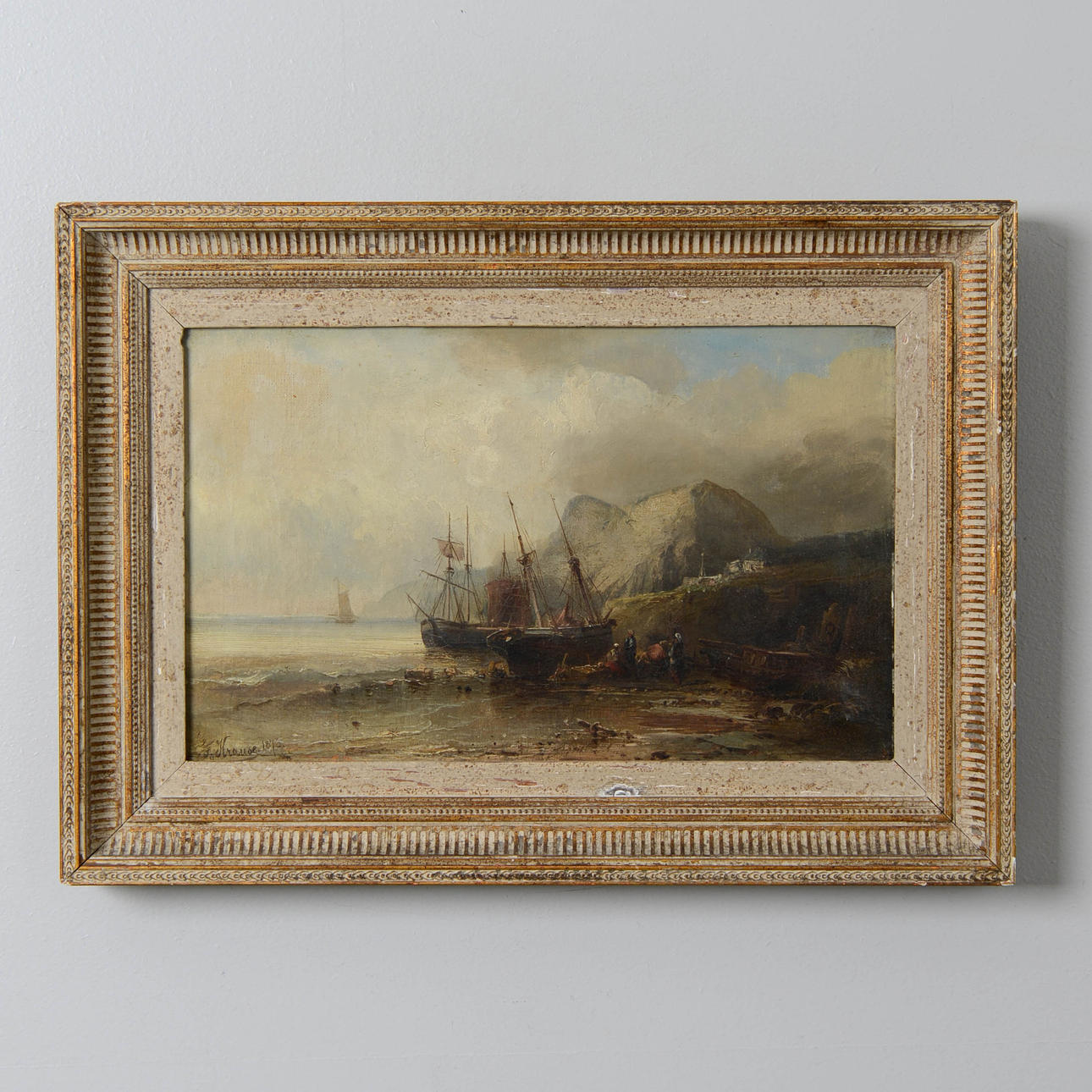 FRANZ EMIL KRAUSE. Coastal motif, oil on canvas, signed and dated 1870.