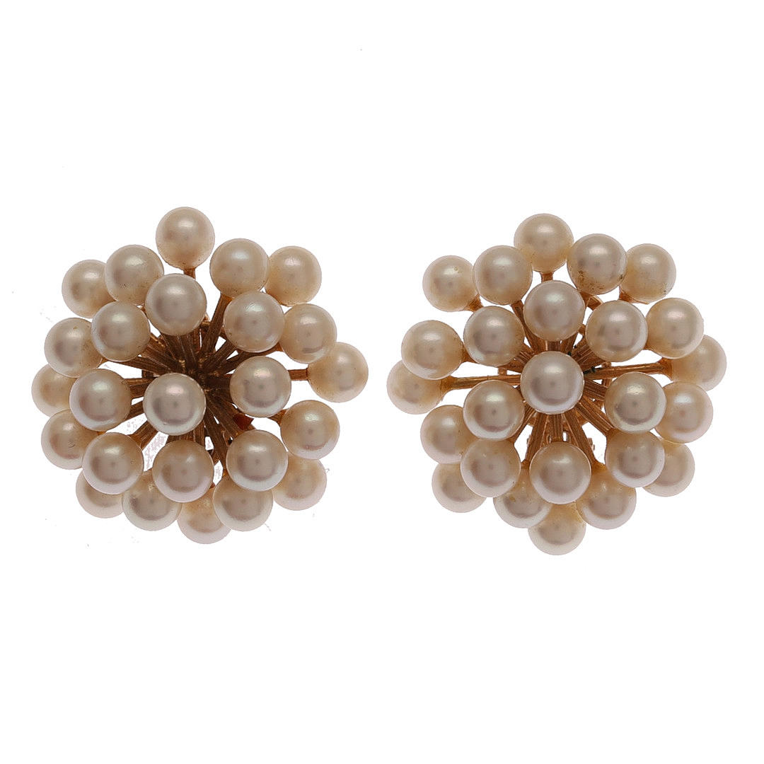 Örhängen i guld och pärlor.