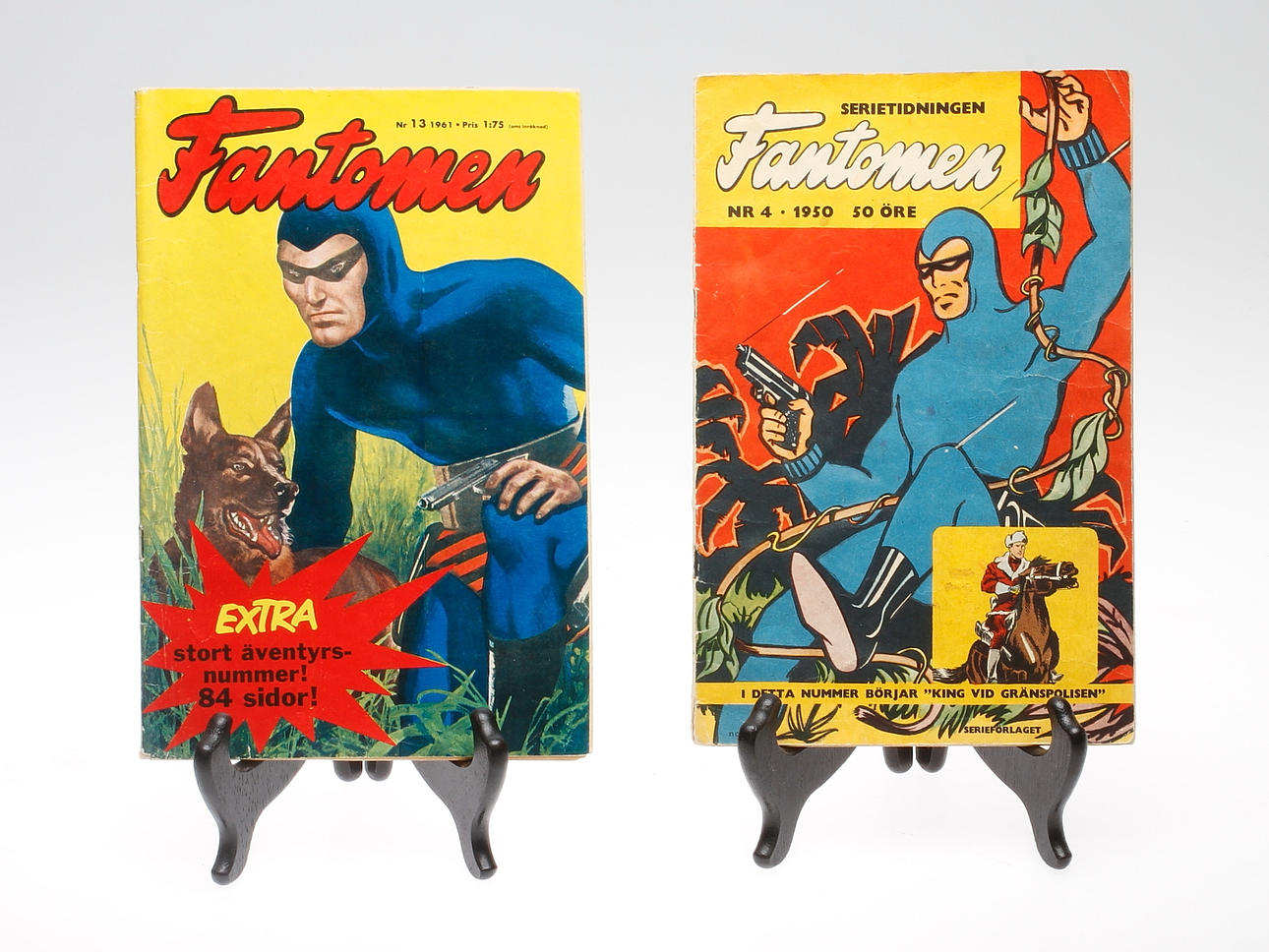 SERIETIDNINGAR, 2 st, Fantomen nr 4 1950 och nr 13 1961.