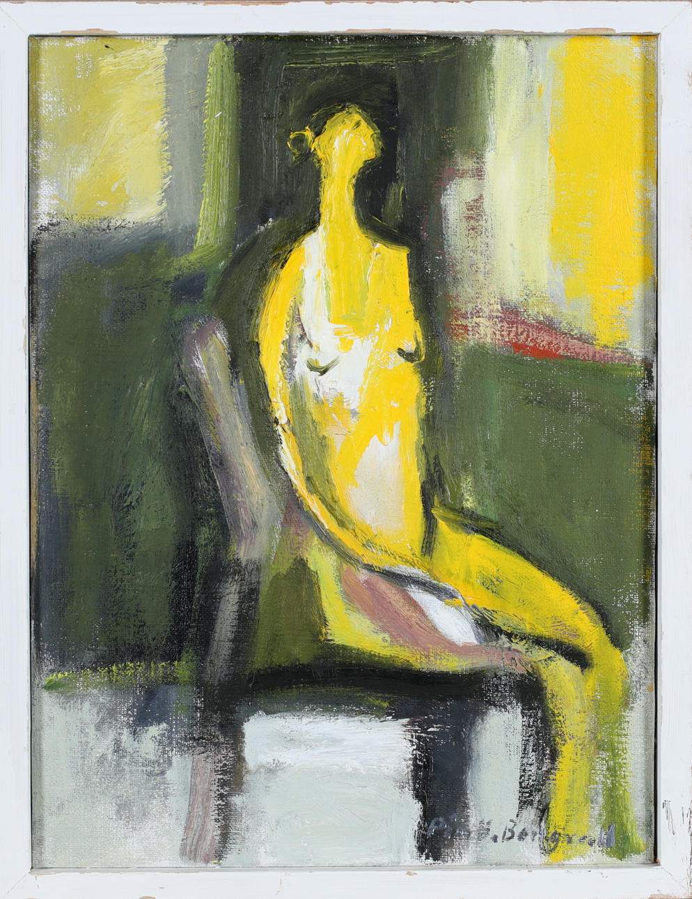 PIA BERGVALL. Figure composition, oil on canvas, signed.