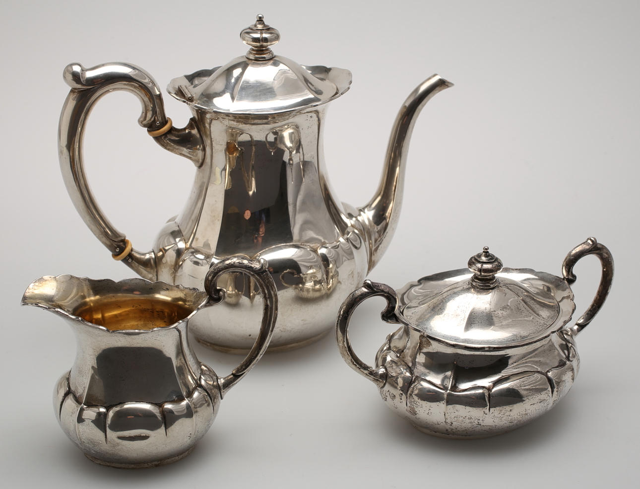 KAFFESET, 3 delar, silver importstämpel 1925, C. Hoff.
