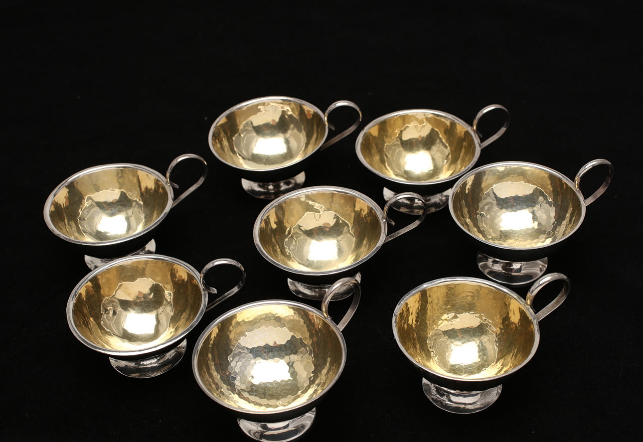 PUNSHBÄGARE, 8 st, silver, vikt 314 gr.