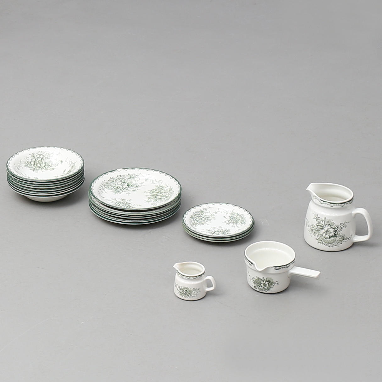 MATSERVISDELAR i flintgods 20 delar, "Grön Anna", Rörstrand , VDN-märkt.