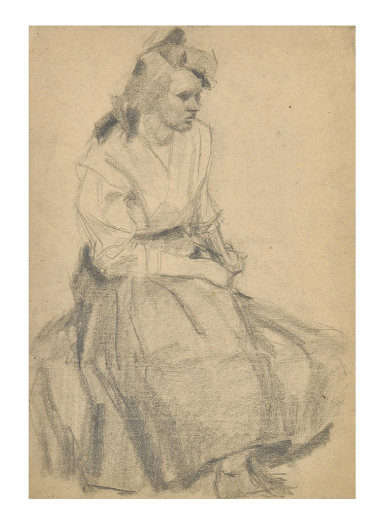 FRITZ MEHNERT. Studie av en stillasittande ung kvinna.