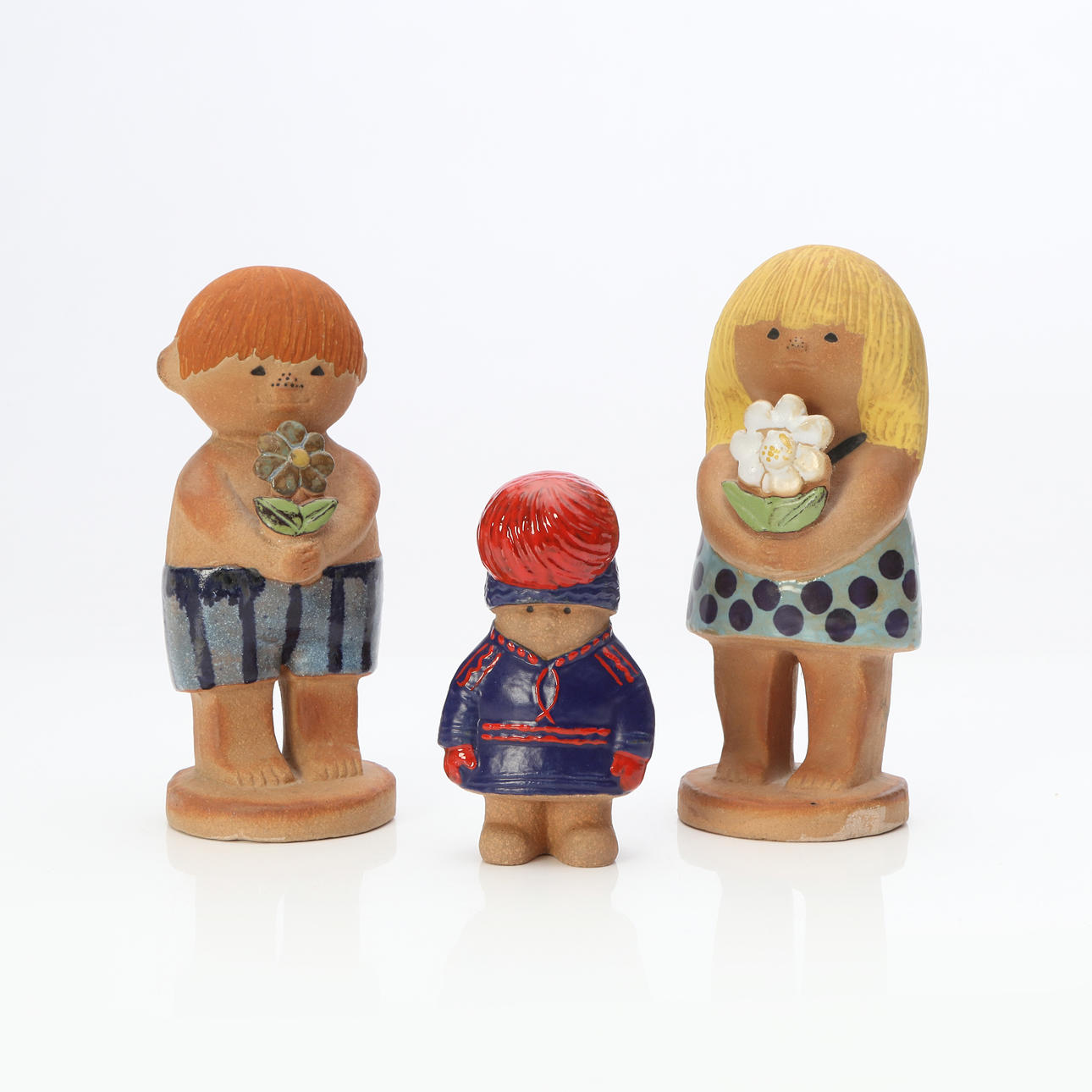 LISA LARSON. FIGURINER, TRE ST. Stengods. Adam, Eva och Same.