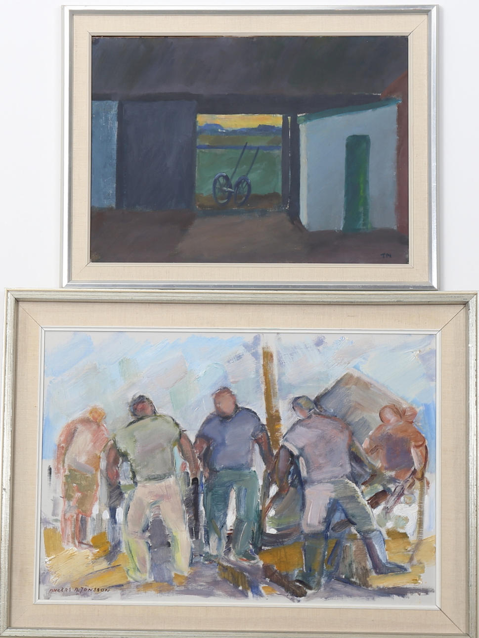 PARTI TAVLOR, 2 st, oljor på du/pannå, signerade.