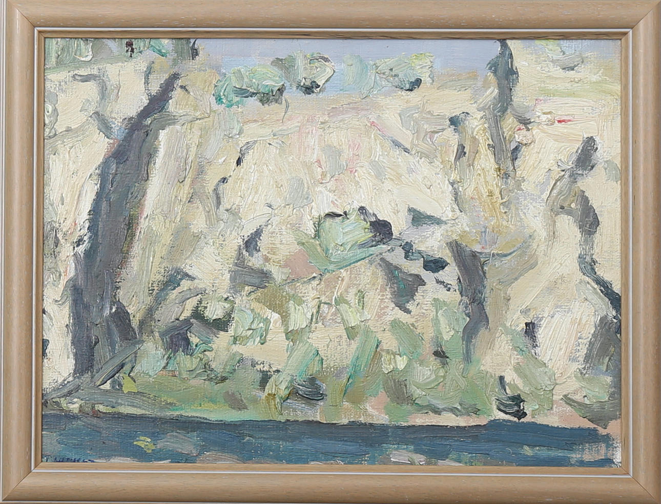 THOMAS LARSSON. Träd på Österlen, olja på uppklistrad duk, signerad T Larsson.