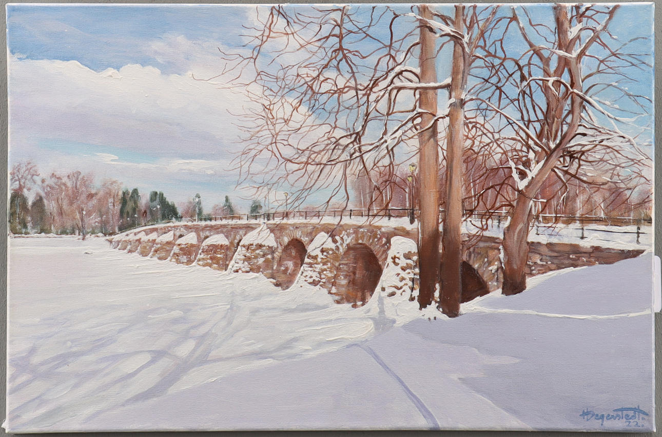 HÅKAN DEGERSTEDT. Steinbrücke im Winterbau - Karlstad.