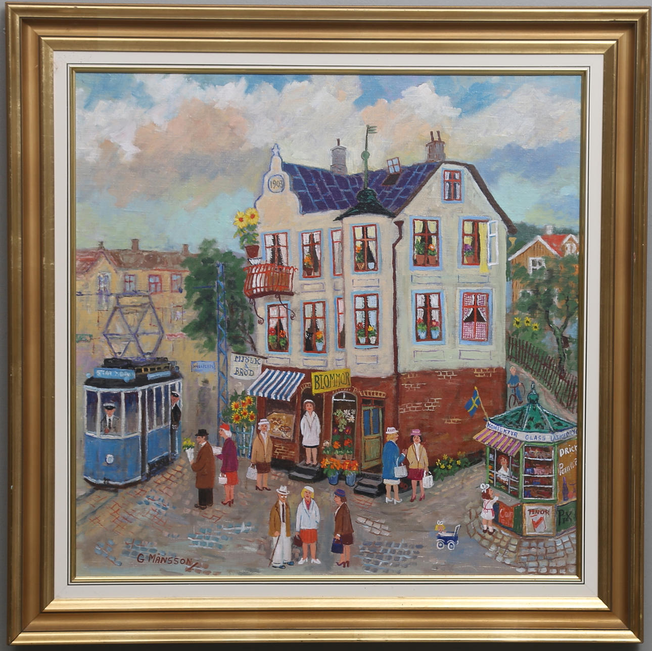 GÖSTA MÅNSSON. "Ändhållplatsen". Olja på duk, signerad.