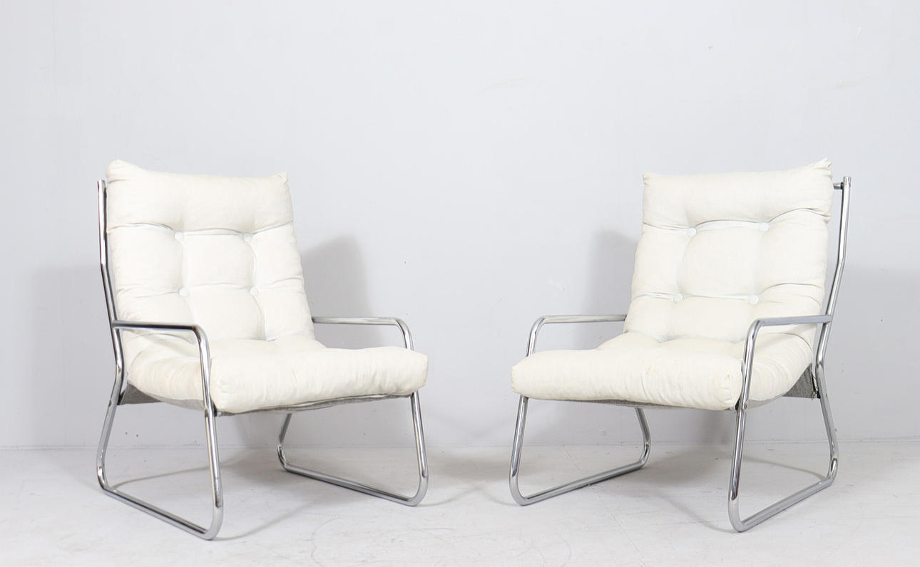 2er Set, Mid Century Freischwinger/Sessel von Gillis Lundgren für Ikea, Schweden, 1970er Jahre.