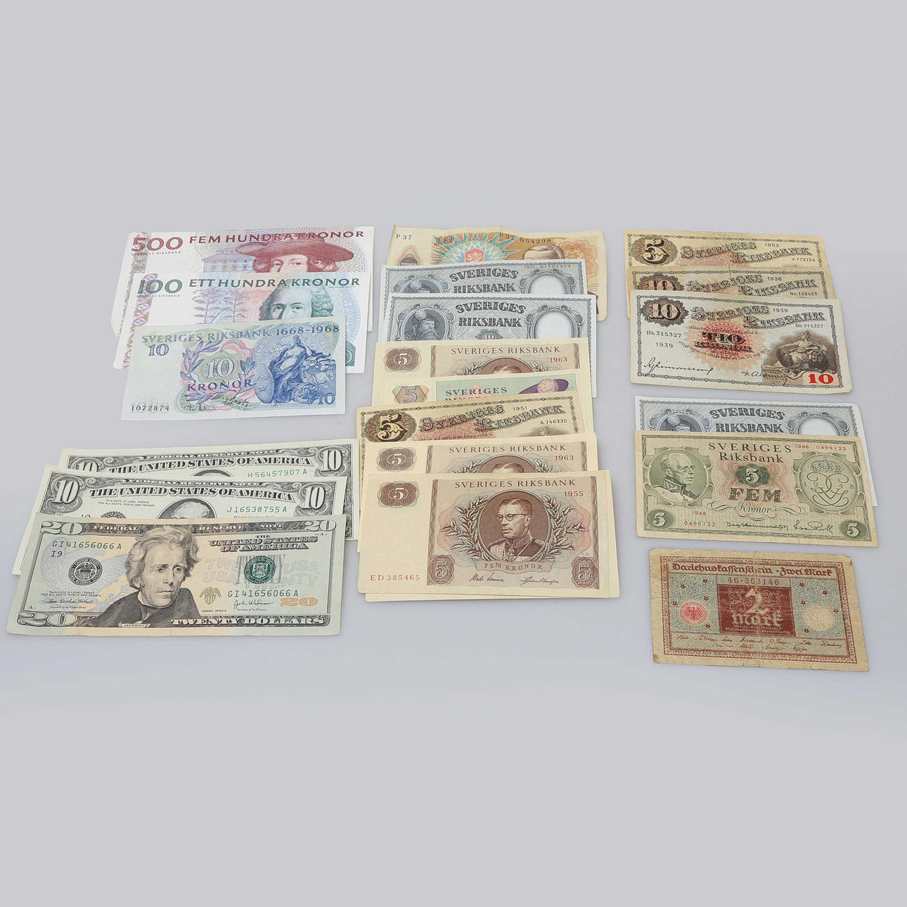 SEDLAR, SVERIGE, USA DOLLAR MM.