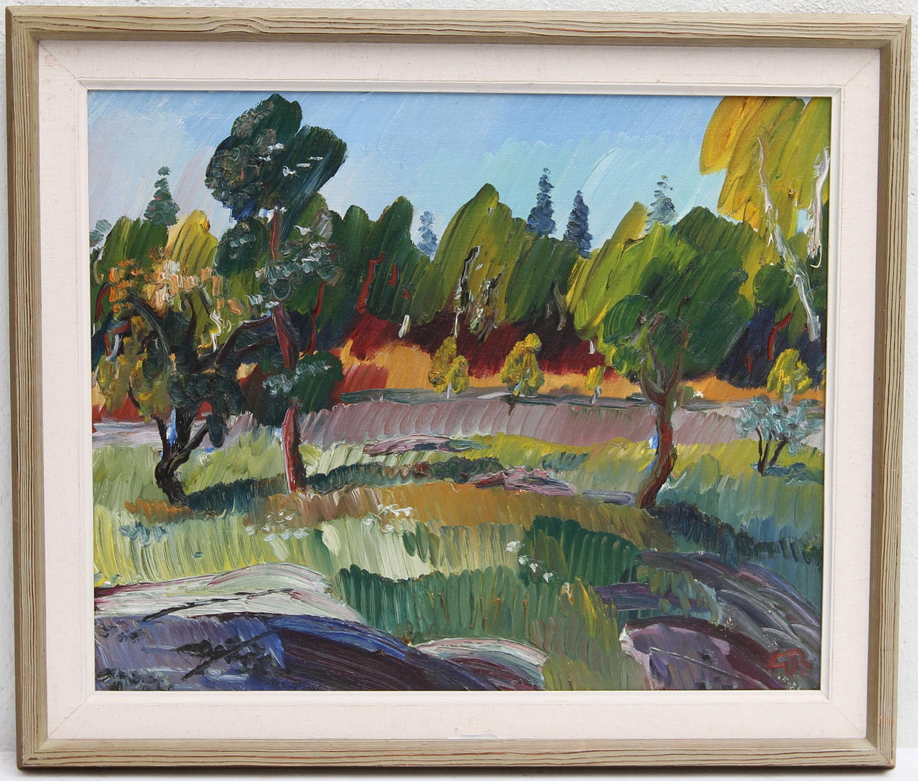 GÖRAN BRUNIUS. "I skogen i maj". Olja på duk. Signerad.