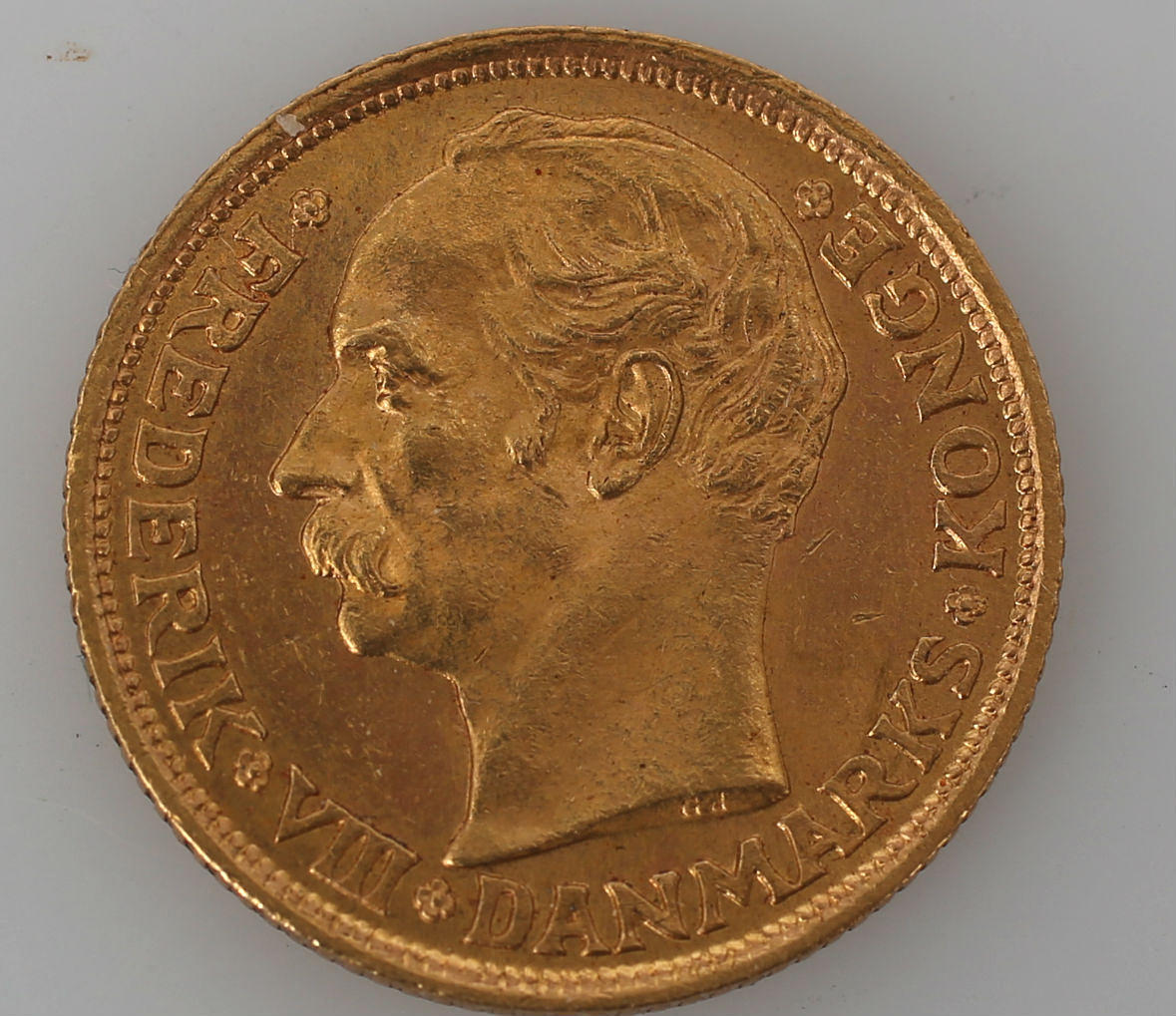 MYNT, guld, 10 kroner, Fredrik VIII, Danmark, 1909, 4,5 gram.