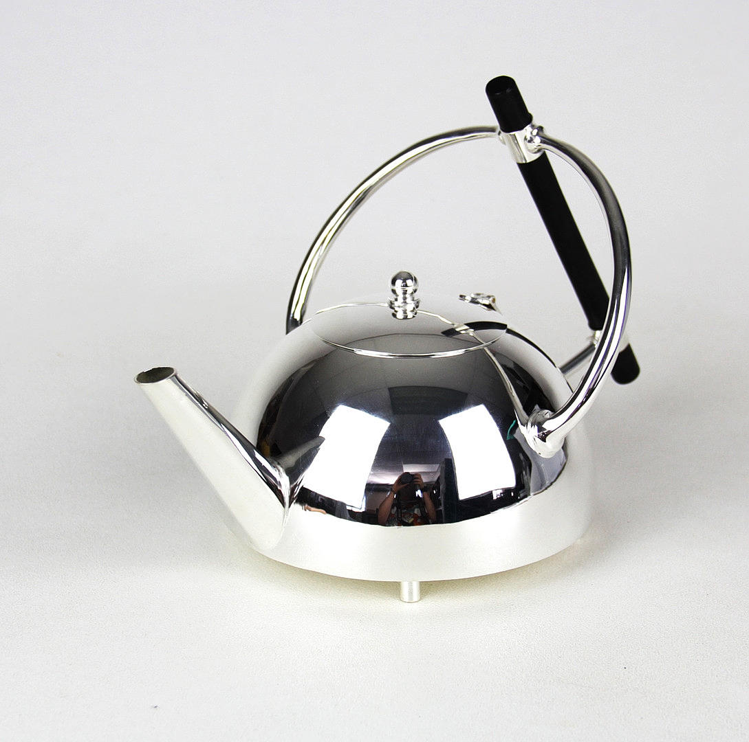 CHRISTOPHER DRESSER STYLE SILVER PLATED TEA POT.