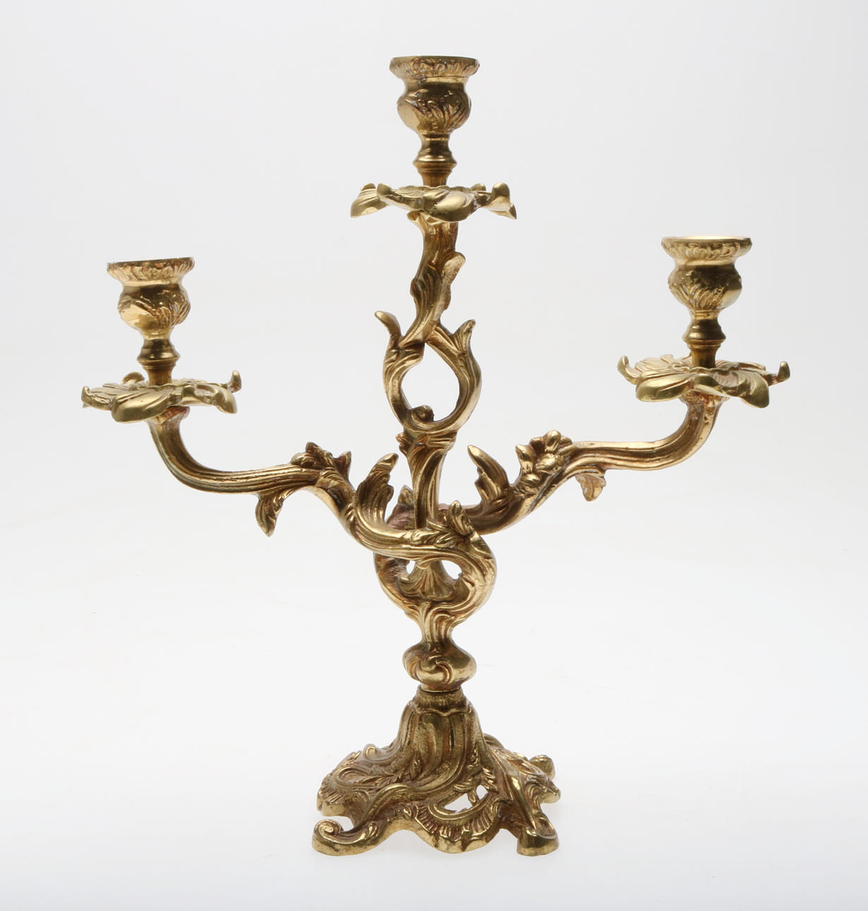 KANDELABER, mässing, rokokostil, 1900-tal.
