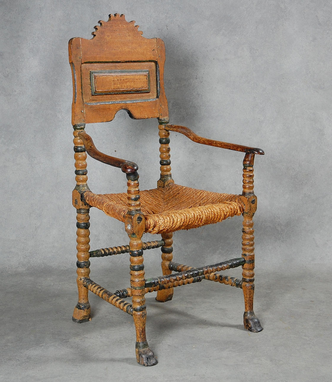 KARMSTOL, allmoge originalmålad, Gotland 1700-tal.